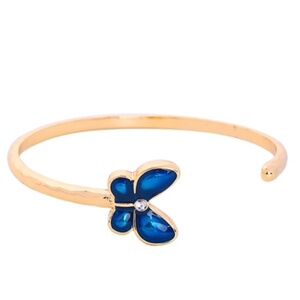 Goldtone Blue Crystal Butterfly Bracelet